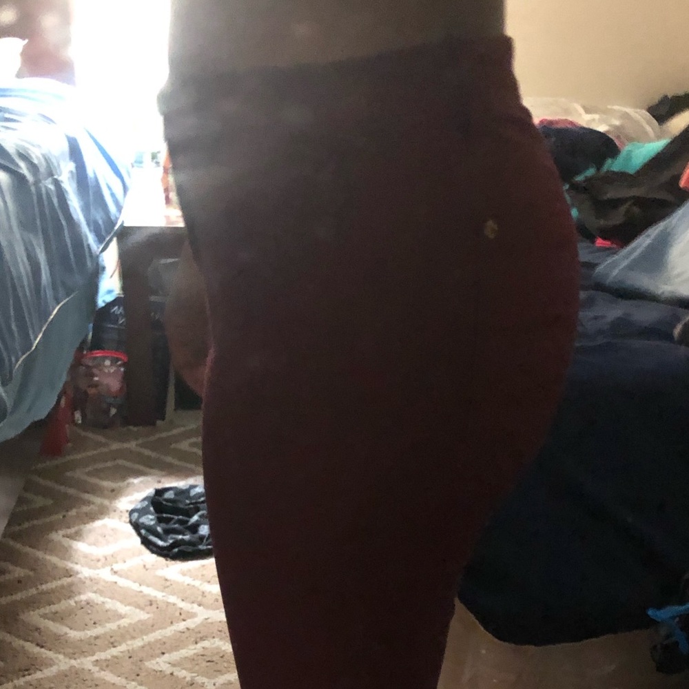 Burgundy jeans mid rise